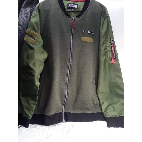 Raw Yarn Industries Mens XL Light Weight Military Green Bomber Style Jacket - Picture 1 of 9